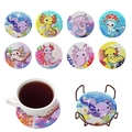 8-teiliges Set aus 5D Diamantmalerei-Untersetzern mit Axolotl-Motiv und Metallhalter - Niedliche Bestie