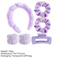 Lavender purple 6-piece personal care set with bow headband, wristbands, and hair clip - Purple Rectangular (6-Piece Set)