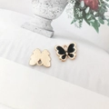 Golden butterfly alloy pendant with black enamel for DIY jewelry making and crafts - Butterfly
