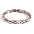 Bracciale in acciaio inossidabile argento lucido con maglie a cinturino d'orologio - 6mm Larghezza x 18cm Lunghezza / Argento