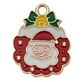Christmas Santa Claus enamel metal pendant charm with red snowflake background - Santa Claus B 22x18mm