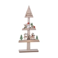 Décoration de table sapin de Noël en bois à trois couches avec motifs renne et Père Noël - Style Élan