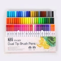 72-color dual tip watercolor marker set with 0.4mm fine and 1-2mm brush tips - Old Style White 72 Colors Soft Tip