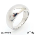 Poliertes Silber Dome Ring Edelstahl 10mm Breite und 6g Gewicht minimalistischer Stil - US 5 / 10mm / Stahlfarbe
