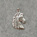 Collier avec pendentif tête de cheval 3D en acier inoxydable argenté poli - Sculpté fin / Argent