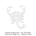 Silver stainless steel scorpion pendant for DIY jewelry, 30.5x38mm animal charm - Scorpion-Silver (LA924)
