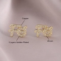 Golden FG letter stud earrings with 3-layer gold plating and zircon inlay for women - Letter FE Style (EM02-10)