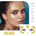 Golden mermaid fish scale face tattoo stickers with metallic finish for parties, style VS-032 - VS032 (Gold Mermaid Scales)