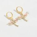 Dettaglio degli orecchini a libellula rosa e oro con piccoli cristalli brillanti - Libellula Rosa (ES2709)