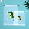 Frosted frosted drawstring storage bags featuring green cartoon crocodile and Good morning print - Dinosaur (16*20cm)