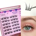 Self-adhesive black cluster lashes with natural sunburst effect in a pink case - Glue-free Socialite Style