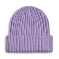 Winter ribbed knit beanie hat in vibrant purple color with a thick fold-over cuff design - Purple
