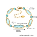 Polished 18k gold plated stainless steel bracelet with light blue Czech glass stones - Blue