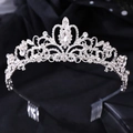 Corona da sposa di lusso in argento con cristalli e pettini su raso nero - Pettine Corona Strass Bianco Argento