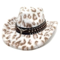 Dettaglio della trama leopardata e del pendente testa di toro sul cappello cowboy - M (56-58cm) / Corona a Cuore Bianca