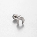 Silver crescent moon and star screw back earring with sparkling rhinestones in titanium steel - Crescent Moon and Star Style (A137-4#)