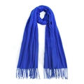 Solid royal blue cashmere-like scarf with soft fringes for winter warmth - Sapphire Blue