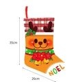 35x26cm orange Christmas stocking with reindeer face and red tartan cuff hanging detail - Reindeer Christmas Stocking-NOEL