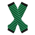 Unisex punk style black and green striped knit fingerhole arm sleeves for layering - Black and Green Fine Stripes