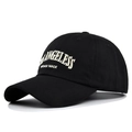Black cotton baseball cap featuring white Los Angeles embroidery and vintage design - Adjustable / Black