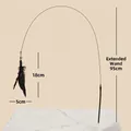 Jouet pour chat avec tige flexible de 95cm et plume noire sur socle marbre - Plume Noire + Tige Portative