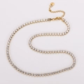Golden stainless steel tennis necklace featuring a single row of clear cubic zirconia - 4mm Width 45+5cm Length / Gold