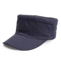 Uniseks marineblauwe katoenen legerpet met decoratieve stiksels en ademende stof - Verstelbaar / Marineblauw