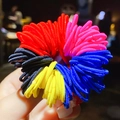 Handheld assortment of colorful elastic hair bands for kids in red, pink, and blue colors - 23# Bright Colors Approx 100Pcs