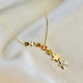 Elegant 18k gold plated titanium necklace with seven star pendants and sparkling zircons - Gold Five-pointed Star