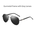 Classic aviator polarized sunglasses with gunmetal frame and dark grey lenses - Gunmetal Frame (Polarized Grey Lens)