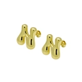 Detailed view of chunky golden letter N balloon earring with smooth polished finish - Letter N (DE240728-N)