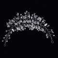 Vite per capelli da sposa argento con perle di cristallo e fiori su nero - Argento