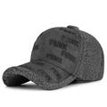 Dark gray fleece baseball cap with FEWK rhinestone pattern and lambswool paneling - Adjustable / Gray