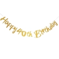 Glittering gold Happy 40th Birthday hanging banner for party wall decoration - 40th Birthday Glitter Style / Gold