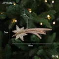 Glittery champagne gold comet Christmas ornament with silver string for tree decoration - Meteor Style