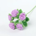 Handmade knitted purple rose bouquet with green leaves on white background - 5-Head Rose Bouquet (Purple)
