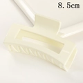 Close-up of 8.5cm beige rectangular matte hair claw clip with cutout design on white background - Cream Color (S150-14) / 8.5cm