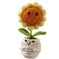 Handmade crochet sunflower in a pot with Thank You card, creative gift for teachers - Blush White Pot Sunflower