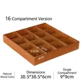 Natural wood 16-compartment organizer tray with square sections 38.5x38.5x6cm - Retro 16 Grids
