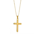 Minimalist 18K gold plated stainless steel necklace with a 3D cross pendant - Gold Embossed Cross (G403 N05558)