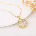 Collana minimalista placcata oro 18K con ciondolo a faccina sorridente e zirconi chiari - Stile Sorridente