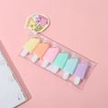 Popsicle-shaped mini highlighters 6-color set in transparent storage pouch - Ice Cream
