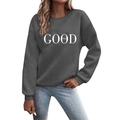 Dark gray crewneck sweatshirt featuring white GOOD vibes graphic print on the front - S / Dark Gray