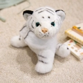 Plush white tiger slap bracelet toy with soft realistic fur and blue eyes for kids - White Tiger / 18cm