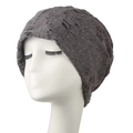 Bonnet en maille délavé avec strass argentés brillants en couleur gris-brun chic - Adulte / café
