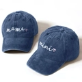 Matching mama and mini washed denim baseball cap set in vintage blue with embroidery - Parent-Child Set - Blue - Mama And Mini