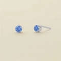 Boucles d'oreilles cristal bleu ciel serties en argent sur une base en acier inoxydable - Mars Bleu Clair - Argent