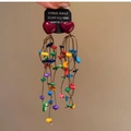 Detail of bohemian silver 925 heart earrings with colorful tassel beads and long fringe - Silver Earring Post - Colorful