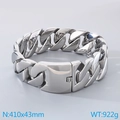 Heavyweight 304 stainless steel Cuban link bracelet in polished silver finish, 43mm width - 41cm / Steel