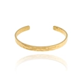Irregular hammered texture open cuff bracelet in 18K gold plated stainless steel finish - Gold